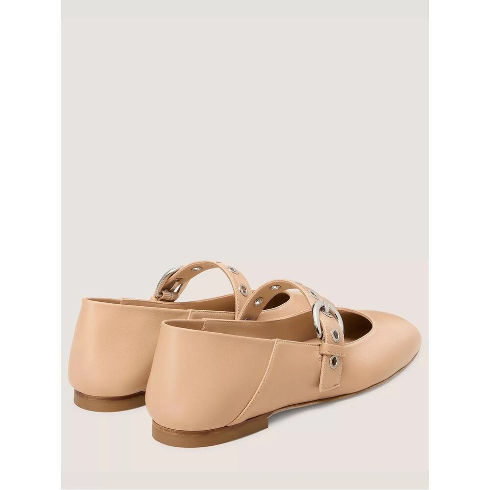 NEW STUART WEITZMAN Supermoto Nude Buckle Mary Jane Ballet Flats Size 10.5 - Picture 2 of 10